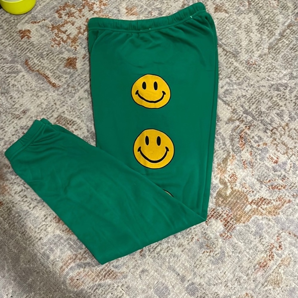**RARE** SOLD OUR AVAITOR SMILEY FACE SWEATPANTS -GREEN-